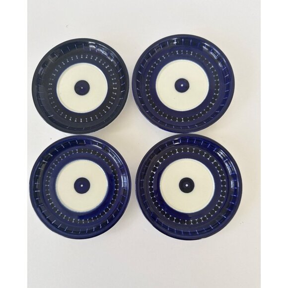 Vintage Arabia Finland Valencia Saucer Sets Cobalt Blue MCM 4.5" Set of 4 - Picture 1 of 3